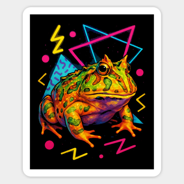 Retro Neon Pacman Frog - Vibrant Terrestrial Amphibian Design Magnet by Reptiq's Store