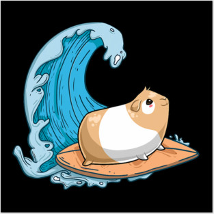 Guinea Pig Mom Dad Piggy Surfing Posters and Art