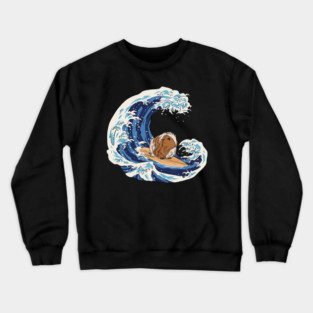 Guinea Pig Surfing Guinea Pig Surfboard Guinea Pig Crewneck Sweatshirt