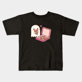 Cute Ghost Eating Pizza Funny Kids T-Shirt