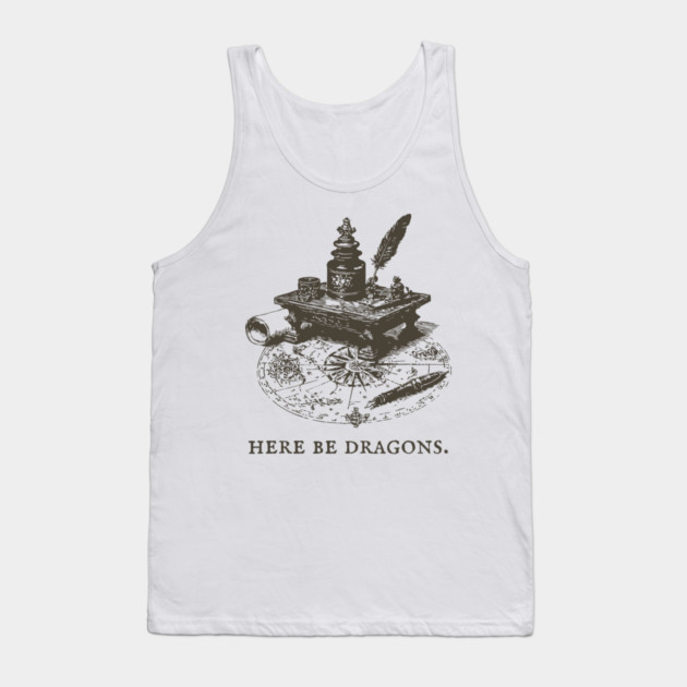 Here Be Dragons Vintage Cartographer's Desk Tank Top by TuncGK