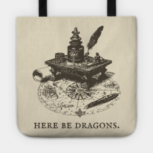 Here Be Dragons Vintage Cartographer's Desk Tote