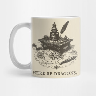 Here Be Dragons Vintage Cartographer's Desk Mug