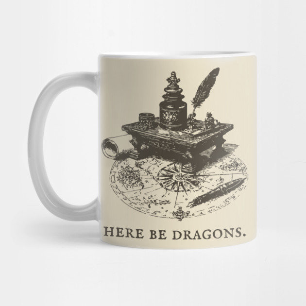 Here Be Dragons Vintage Cartographer's Desk by TuncGK