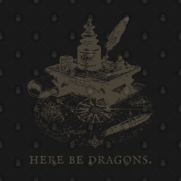Here Be Dragons Vintage Cartographer's Desk by TuncGK
