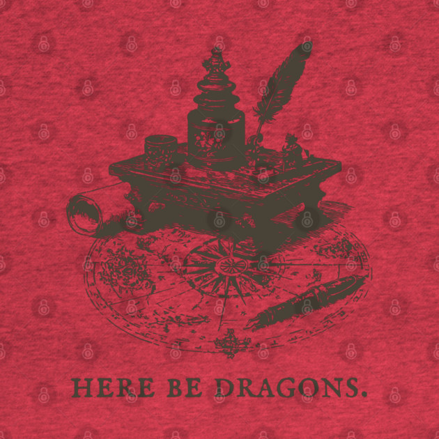 Here Be Dragons Vintage Cartographer's Desk by TuncGK