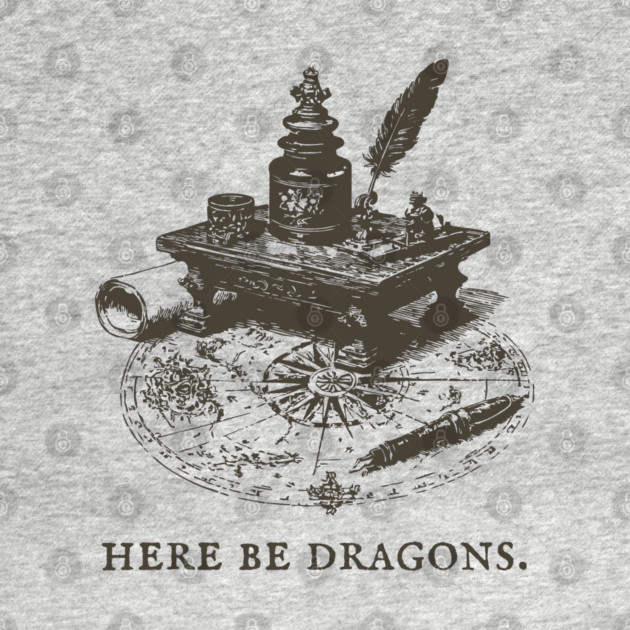 Here Be Dragons Vintage Cartographer's Desk by TuncGK