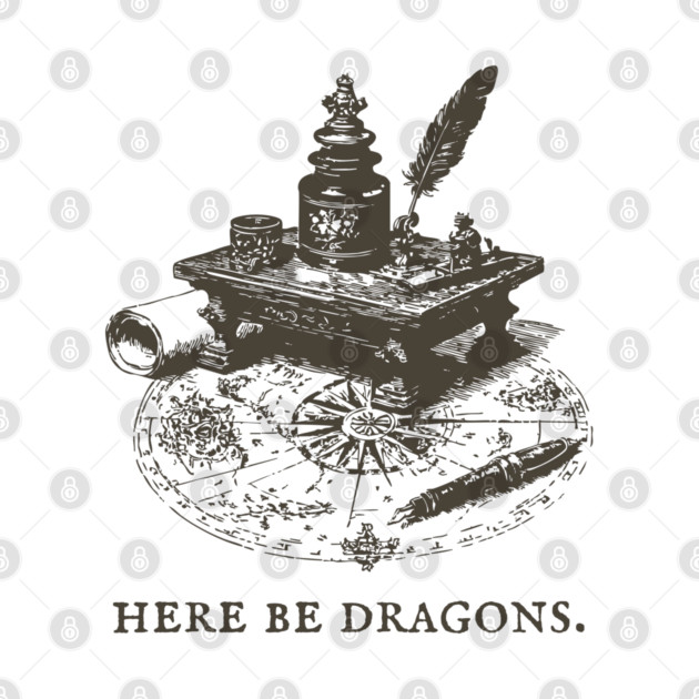 Here Be Dragons Vintage Cartographer's Desk by TuncGK