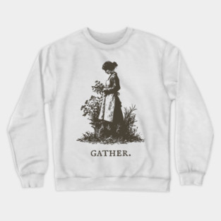 Gather Flowers in an Apron Vintage Illustration Crewneck Sweatshirt