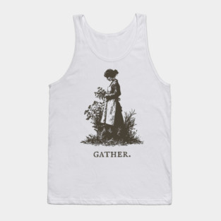 Gather Flowers in an Apron Vintage Illustration Tank Top