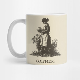 Gather Flowers in an Apron Vintage Illustration Mug