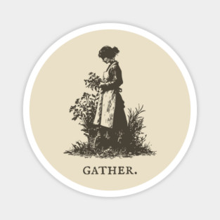 Gather Flowers in an Apron Vintage Illustration Magnet
