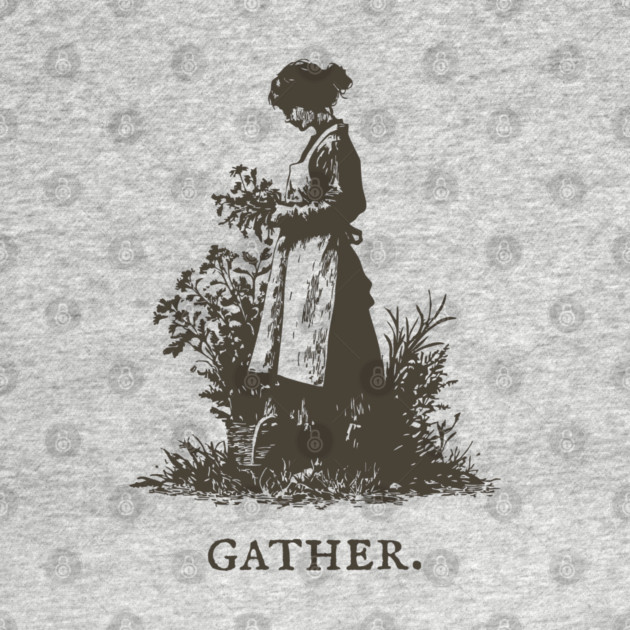 Gather Flowers in an Apron Vintage Illustration by TuncGK