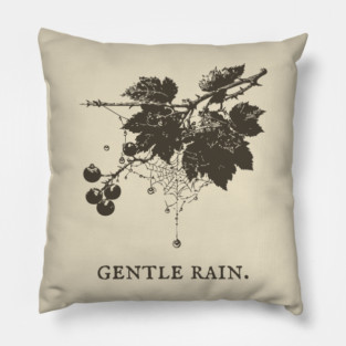 Gentle Rain on Berries and Spiderweb Illustration Pillow
