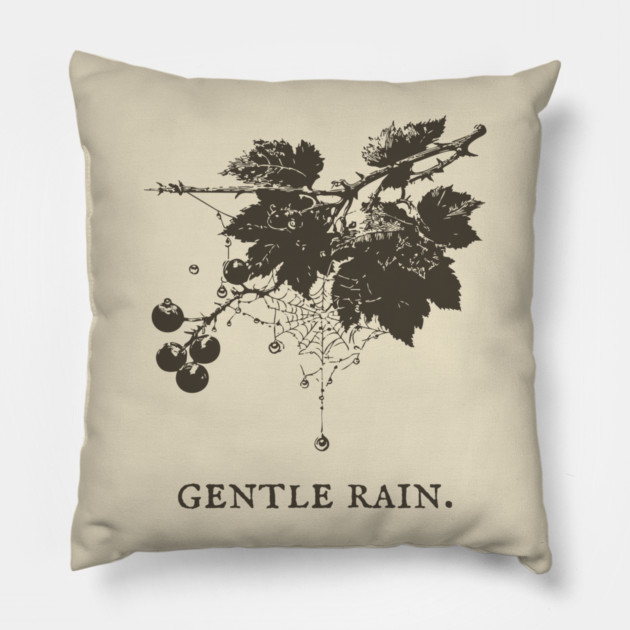 Gentle Rain on Berries and Spiderweb Illustration Pillow by TuncGK