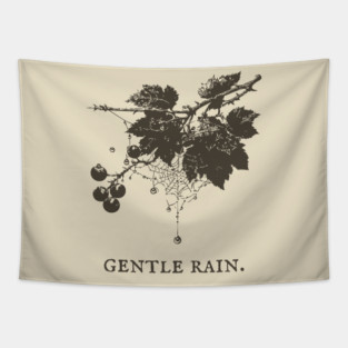 Gentle Rain on Berries and Spiderweb Illustration Tapestry