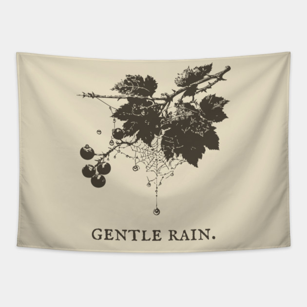 Gentle Rain on Berries and Spiderweb Illustration Tapestry by TuncGK