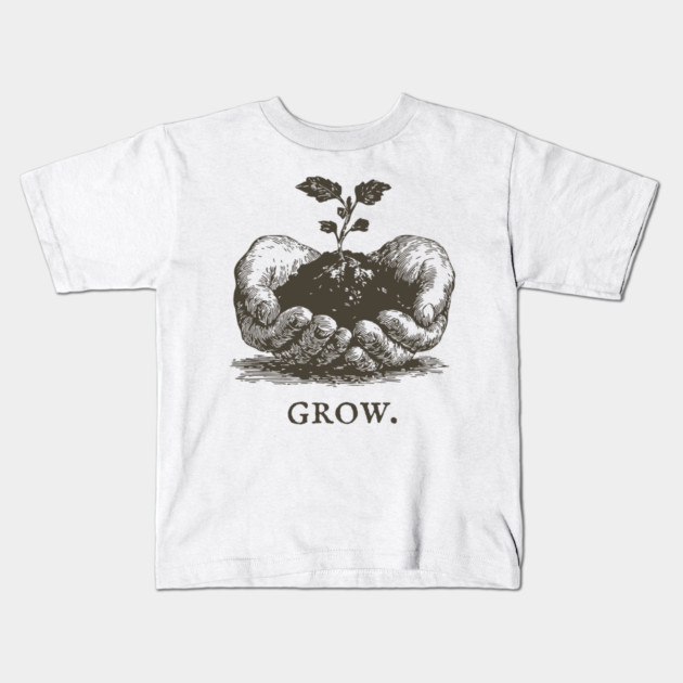 Grow Seedling in Hands Illustration Kids T-Shirt by TuncGK