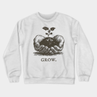 Grow Seedling in Hands Illustration Crewneck Sweatshirt