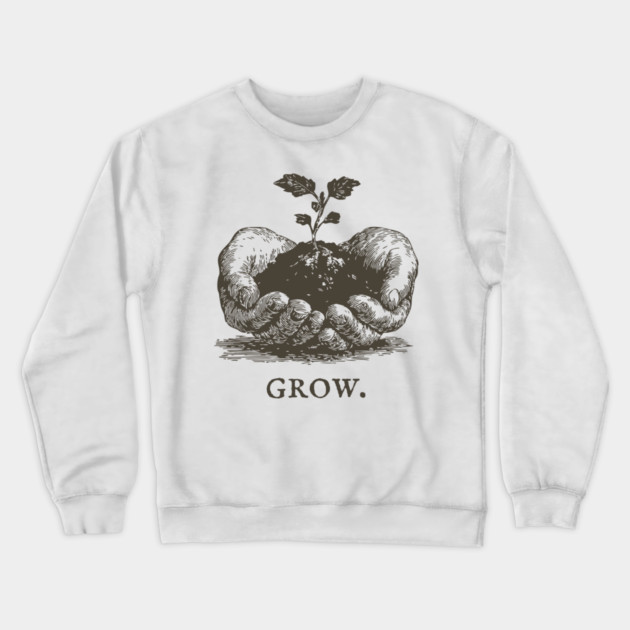Grow Seedling in Hands Illustration Crewneck Sweatshirt by TuncGK