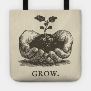 Grow Seedling in Hands Illustration Tote