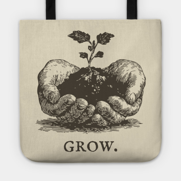 Grow Seedling in Hands Illustration Tote by TuncGK