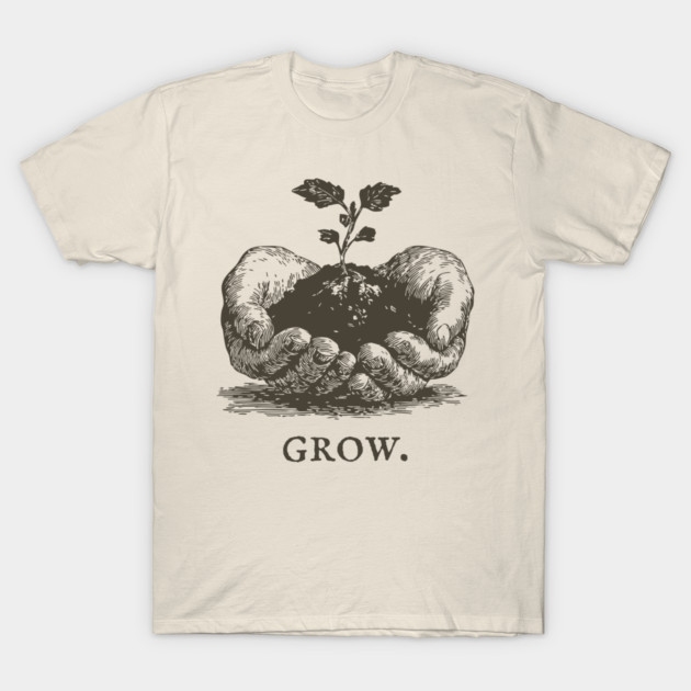 Grow Seedling in Hands Illustration T-Shirt by TuncGK