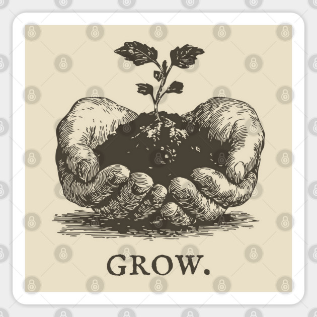 Grow Seedling in Hands Illustration Sticker by TuncGK