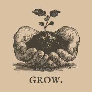 Grow Seedling in Hands Illustration T-Shirt