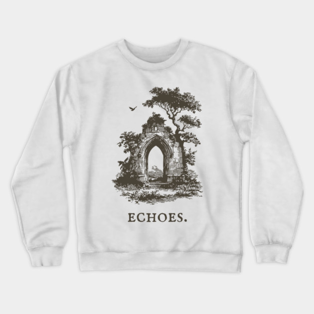 Overgrown Abbey Ruins Vintage Illustration Crewneck Sweatshirt by TuncGK