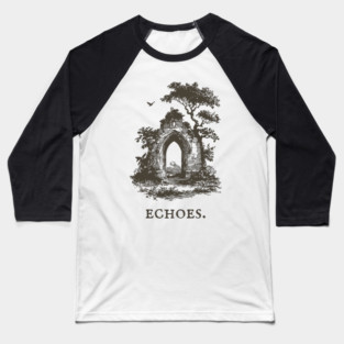 Overgrown Abbey Ruins Vintage Illustration Baseball T-Shirt