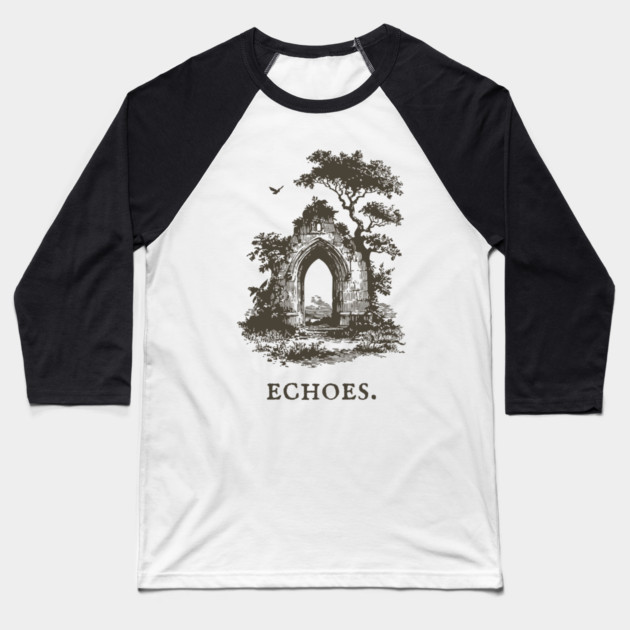 Overgrown Abbey Ruins Vintage Illustration Baseball T-Shirt by TuncGK