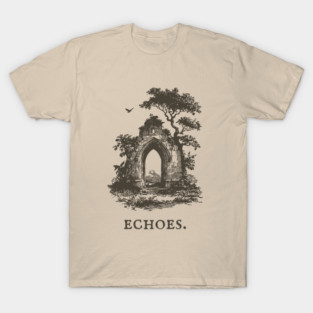 Overgrown Abbey Ruins Vintage Illustration T-Shirt