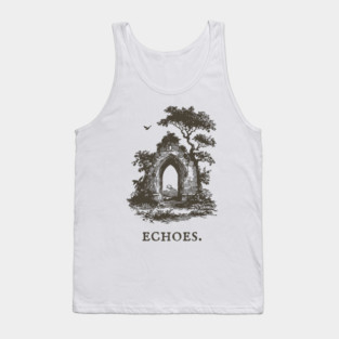 Overgrown Abbey Ruins Vintage Illustration Tank Top