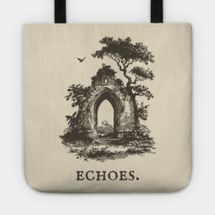 Overgrown Abbey Ruins Vintage Illustration Tote