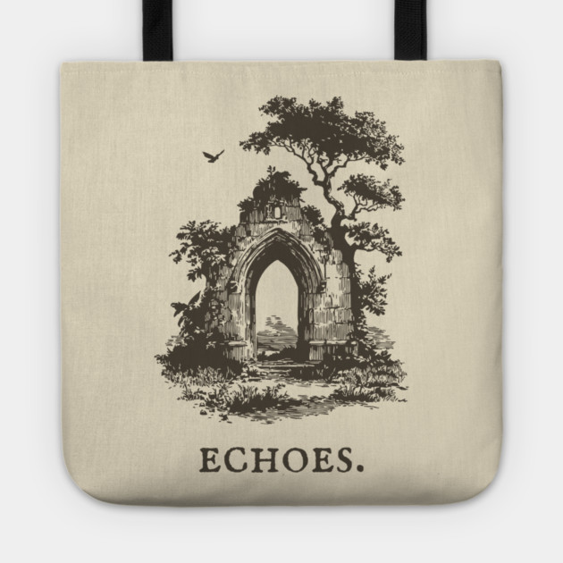 Overgrown Abbey Ruins Vintage Illustration Tote by TuncGK