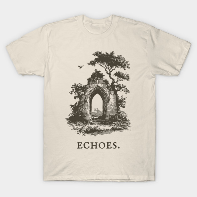 Overgrown Abbey Ruins Vintage Illustration T-Shirt by TuncGK