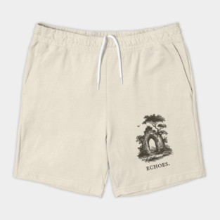 Overgrown Abbey Ruins Vintage Illustration Shorts