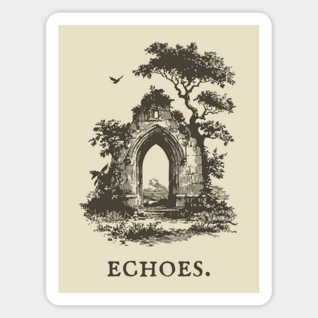 Overgrown Abbey Ruins Vintage Illustration Magnet by TuncGK