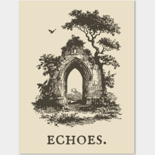 Overgrown Abbey Ruins Vintage Illustration Posters and Art