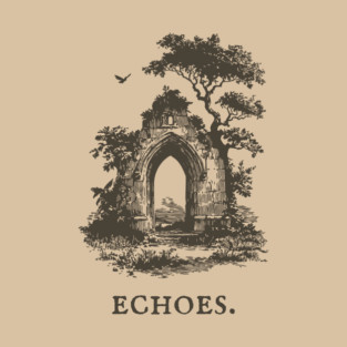 Overgrown Abbey Ruins Vintage Illustration T-Shirt