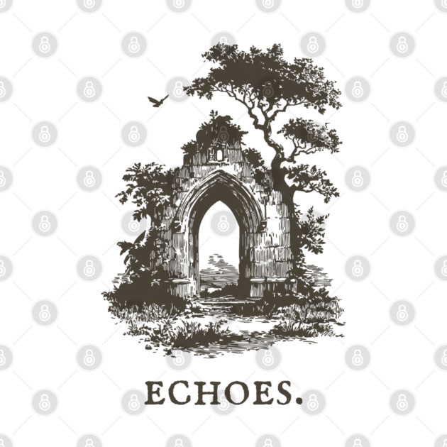 Overgrown Abbey Ruins Vintage Illustration by TuncGK