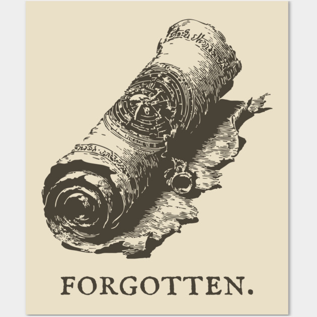 Forgotten Ancient Scroll of Lore Illustration Wall Art by TuncGK