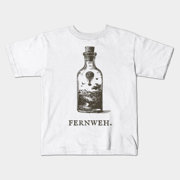 Fernweh Hot Air Balloon in a Bottle Illustration Kids T-Shirt by TuncGK
