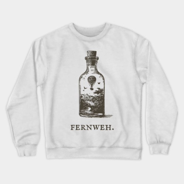 Fernweh Hot Air Balloon in a Bottle Illustration Crewneck Sweatshirt by TuncGK