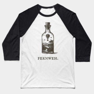 Fernweh Hot Air Balloon in a Bottle Illustration Baseball T-Shirt