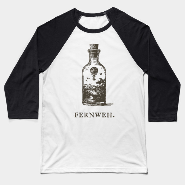 Fernweh Hot Air Balloon in a Bottle Illustration Baseball T-Shirt by TuncGK