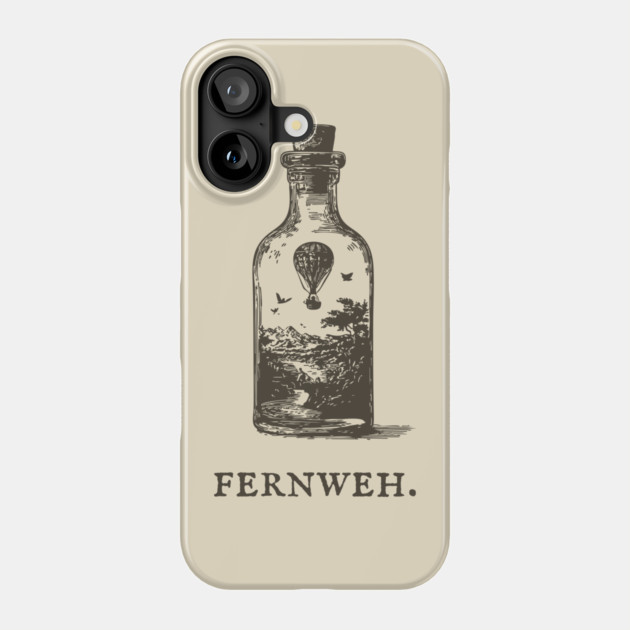 Fernweh Hot Air Balloon in a Bottle Illustration Phone Case by TuncGK