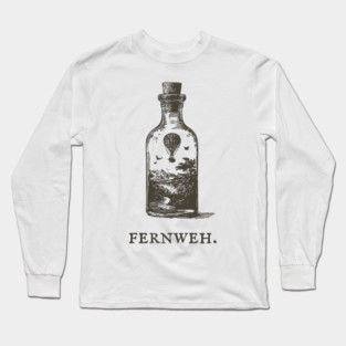 Fernweh Hot Air Balloon in a Bottle Illustration Long Sleeve T-Shirt