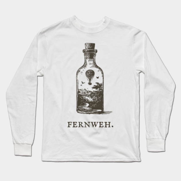 Fernweh Hot Air Balloon in a Bottle Illustration Long Sleeve T-Shirt by TuncGK
